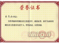王乃山 油田改制企业文化建设先进个人2012年